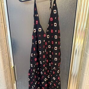 Mimi Chica Black and Red Patterned Jumpsuit